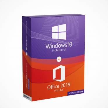 Pachet Windows 10 Pro + Office 2019 Pro Plus (activare online)